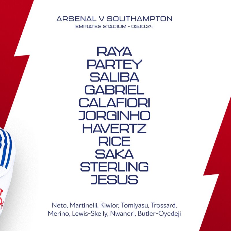 Arsenal starting lineup