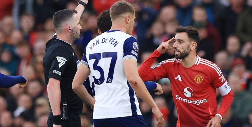 Referee Kavanagh disqualified Bruno Fernandes - Photo: Rex