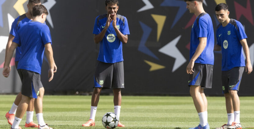 Lamine and his teammates are confident as they prepare for the match against Young Boys. Photo: Oskar Montero/DiarioAS